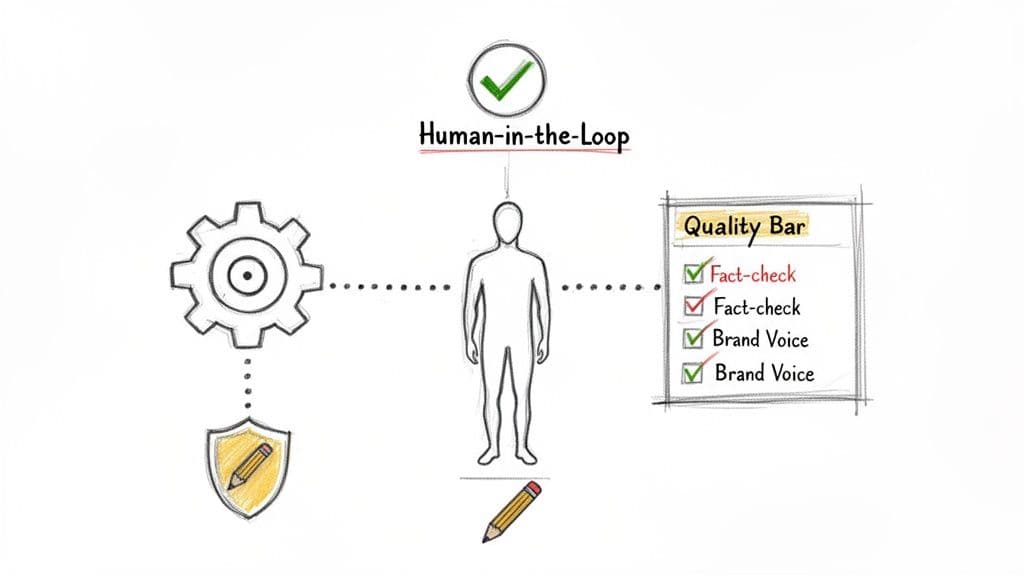 Automated content creation human loop