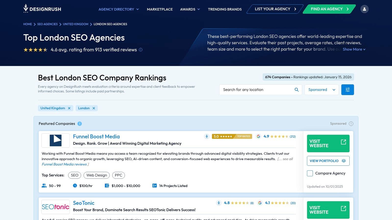 Best seo agencies london seo listings