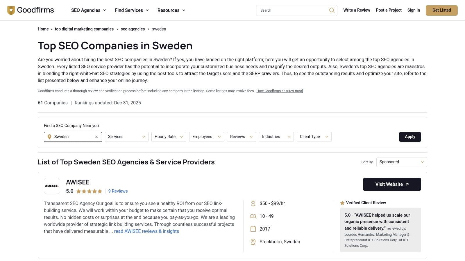 Ai search optimization agency sweden seo listing