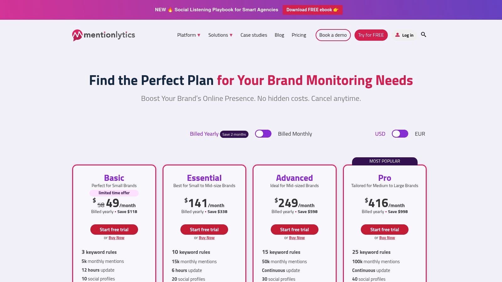Best mention ai alternatives pricing plans