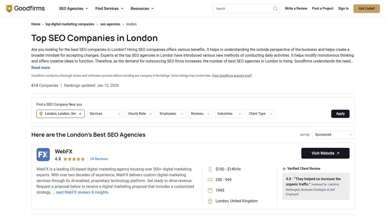 Best seo agencies london seo listing