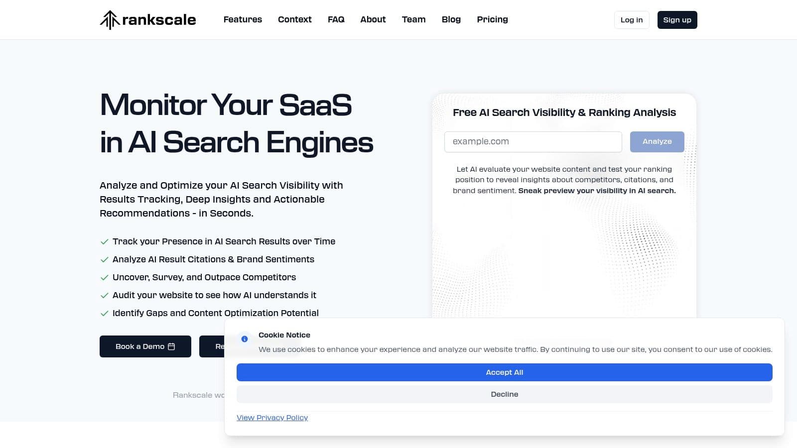 Best peec ai alternatives landing page