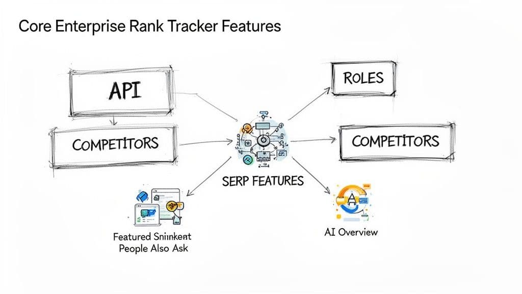 Enterprise rank tracker software features diagram