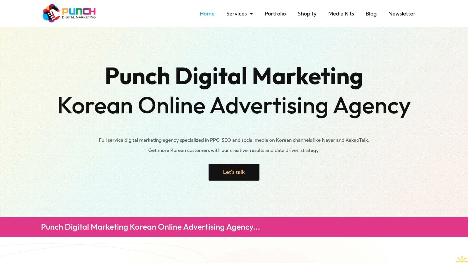 Ai search optimization agency south korea marketing homepage