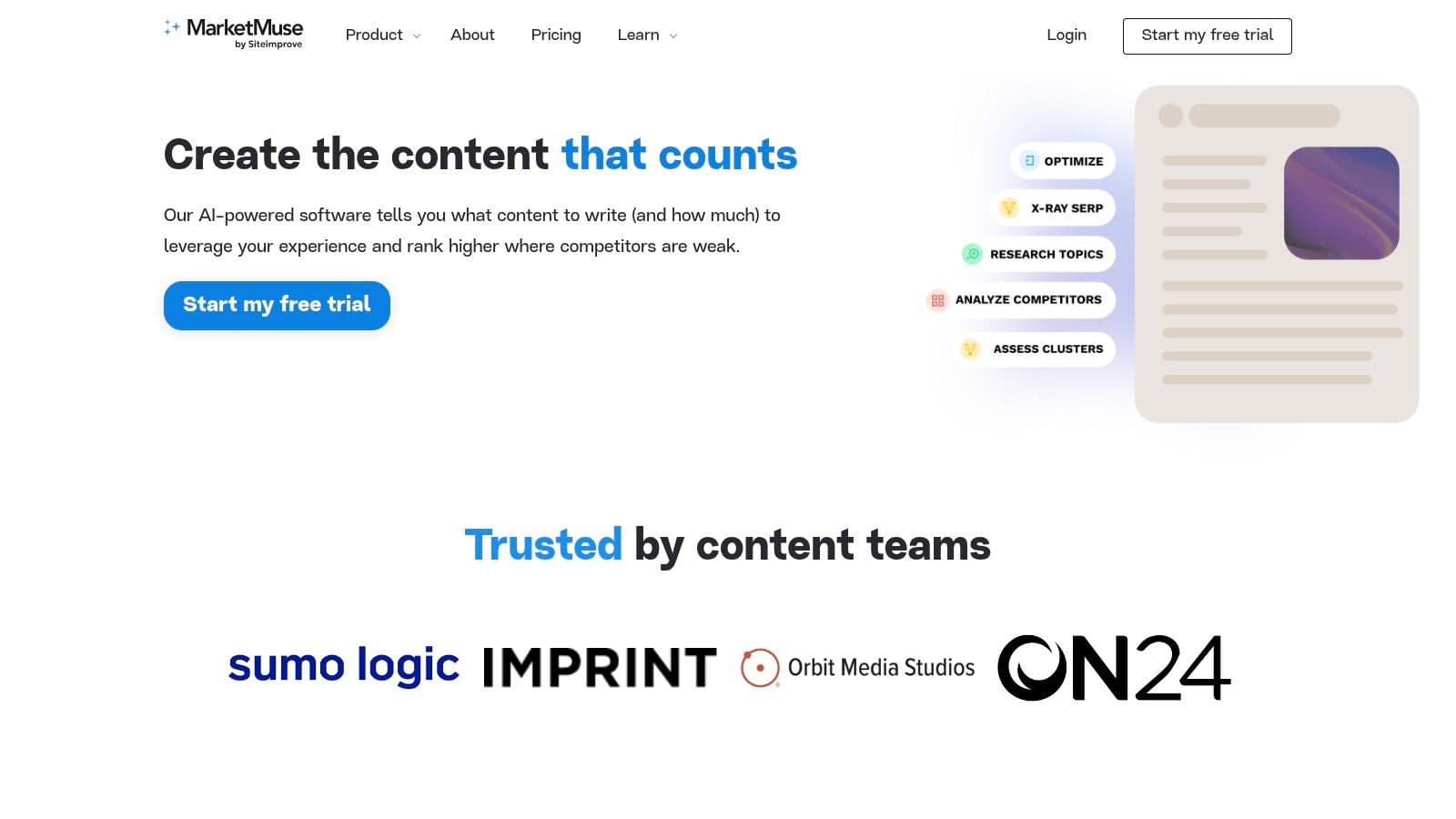 Ai content optimization tools homepage